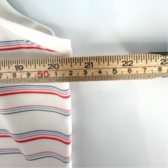 Adidas Climilite Golf Sleeveless Polo, White with Stripes, Large - Picture 3 of 6